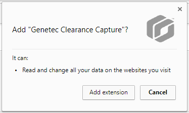 The Add capture extension window showing the Extension and Cancel options.