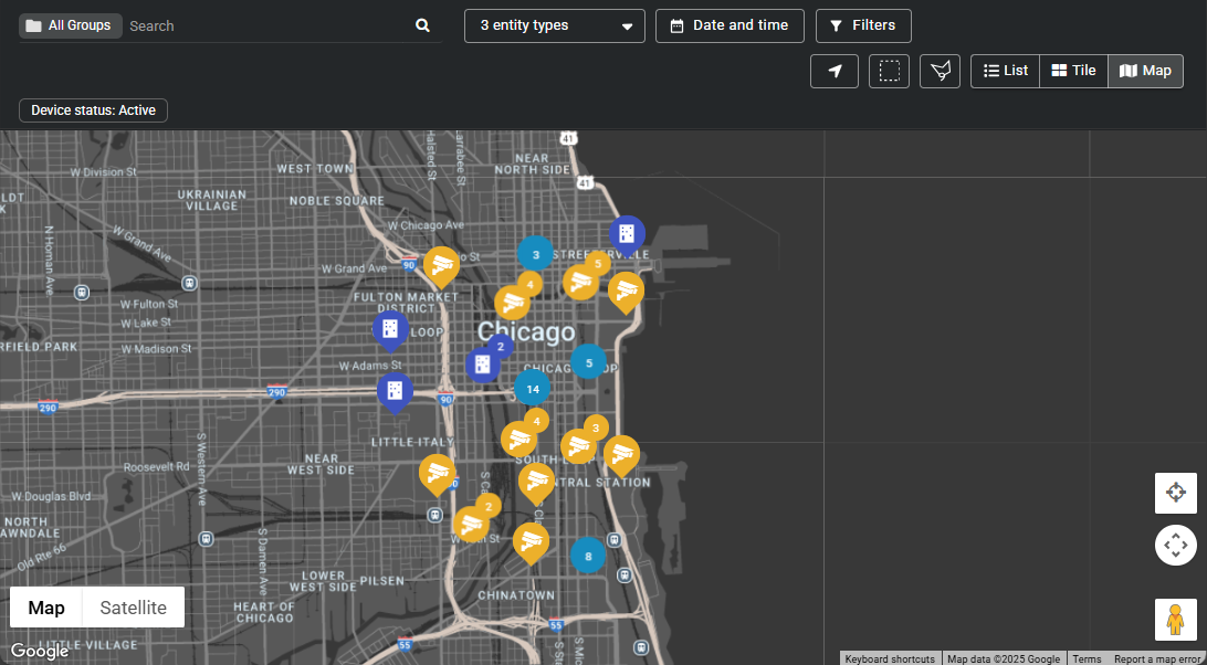 The Registry map showing the locations of cameras and participants.