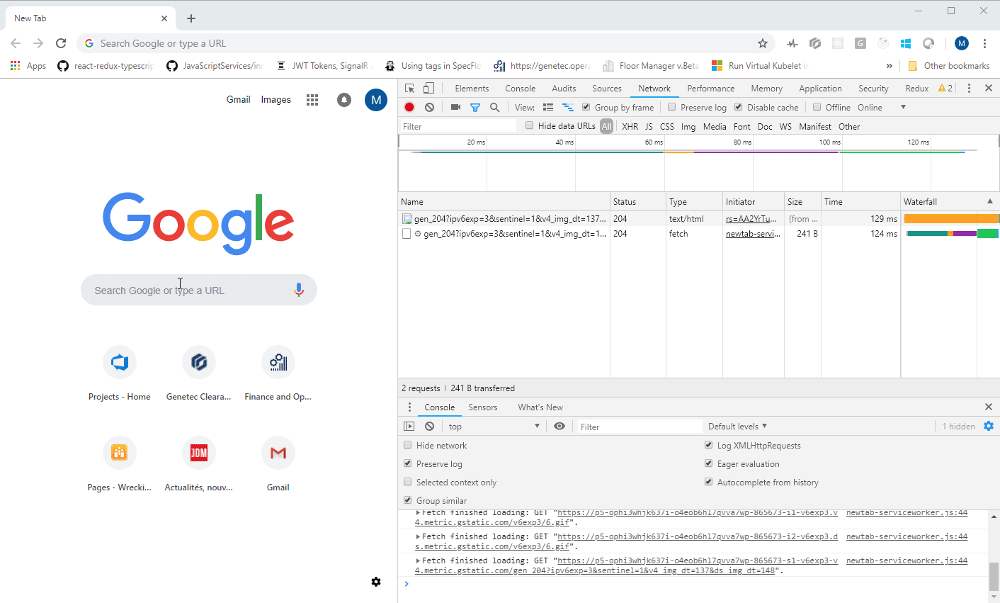 The network menu showing the error messages being saved as HAR with content