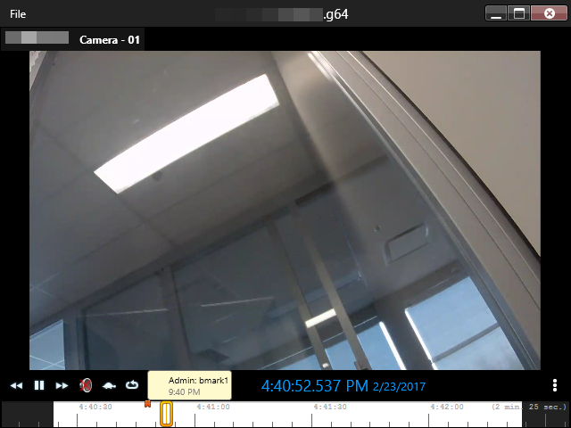 The Genetec Video Player playing a G64 file.