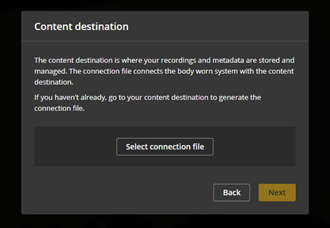 The Axis W800 user interface showing the option to select a configuration file.