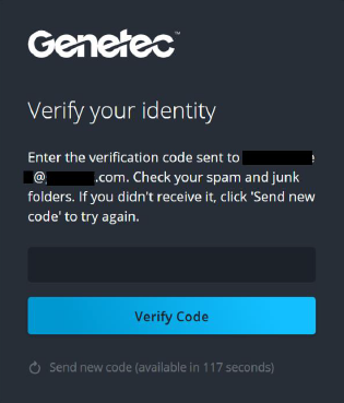 Verify your identity dialog in Genetec Login.