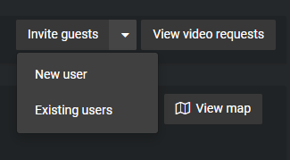 The Invite guests menu showing the New user and Existing user options.