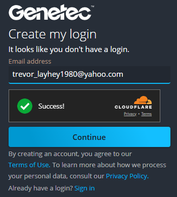 The Clearance login page.