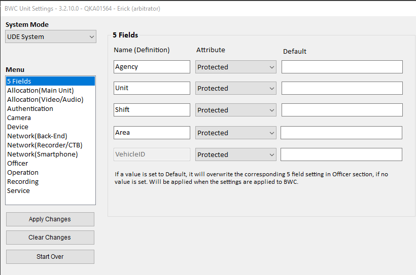 The BWC configuration tool showing the i-PRO 5 fields ready to be configured.