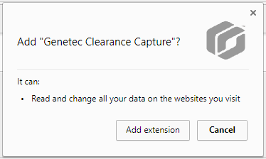 La fenêtre Ajouter l’extension de capture affichant les options Extension et Annuler.