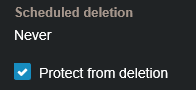 La section Suppression planifiée avec la case Protéger contre la suppression qui est cochée.